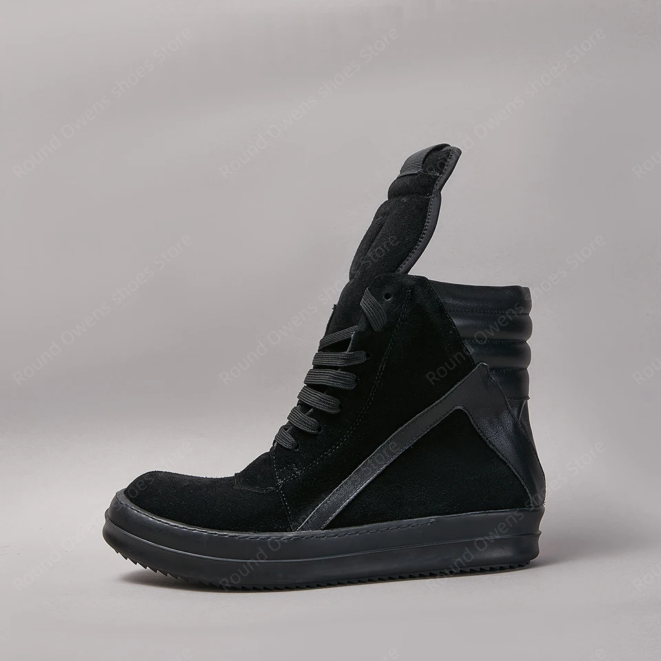 Casual Shoes Men High Top Trainers Ro Lace Up Quality Geobasket Sneakers Black Suede Leather Zip Flat Luxury Women Ankle Boots 2