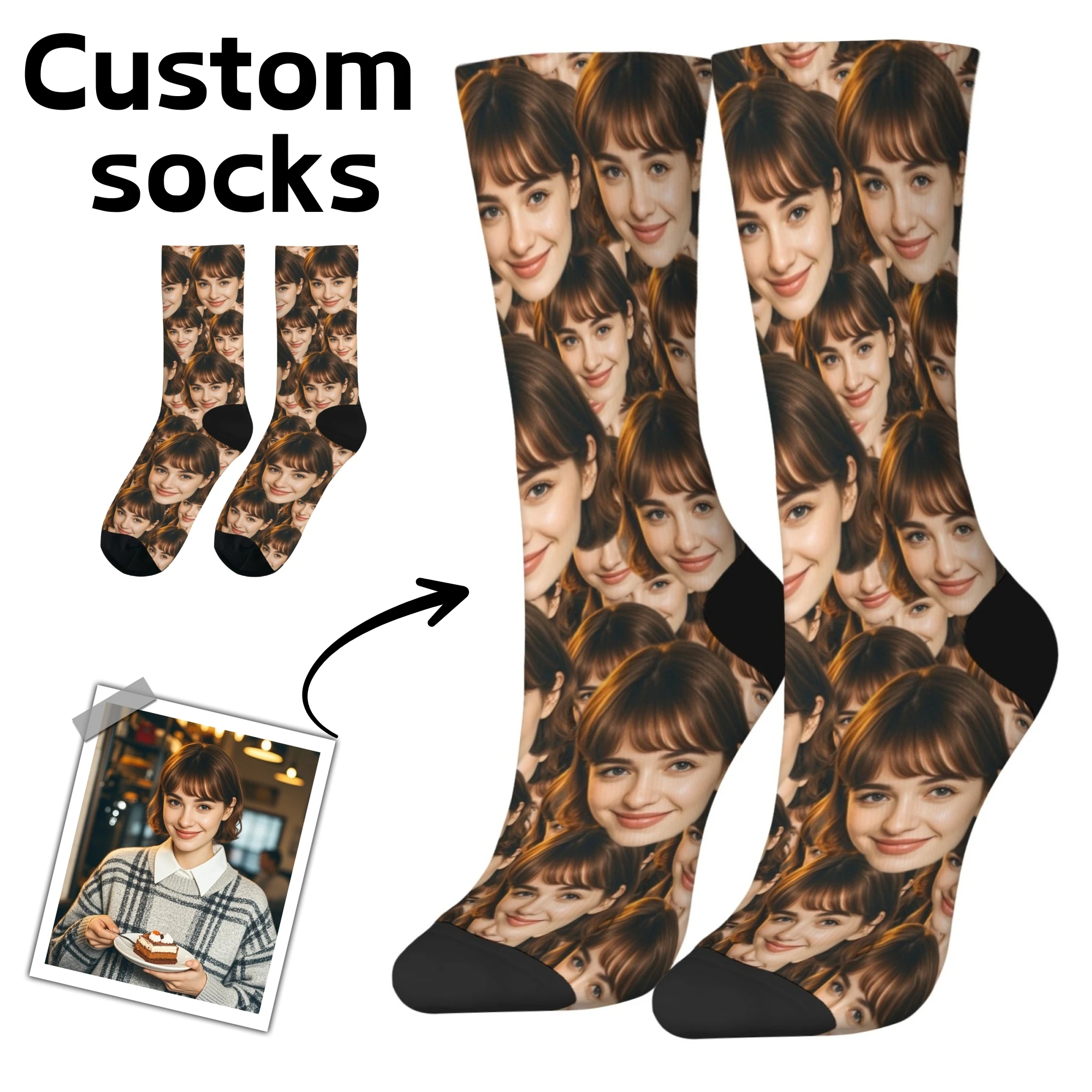 Personalized face custom funny socks DIY custom photo socks unisex novelty party gifts suitable for family, friends and couples