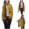 Womens Scarf with Tassel Gustav Klimt The Kiss Large Soft Warm Shawl and Wrap Abstract Freyas Art Daily Wear Pashmina Scarves 2