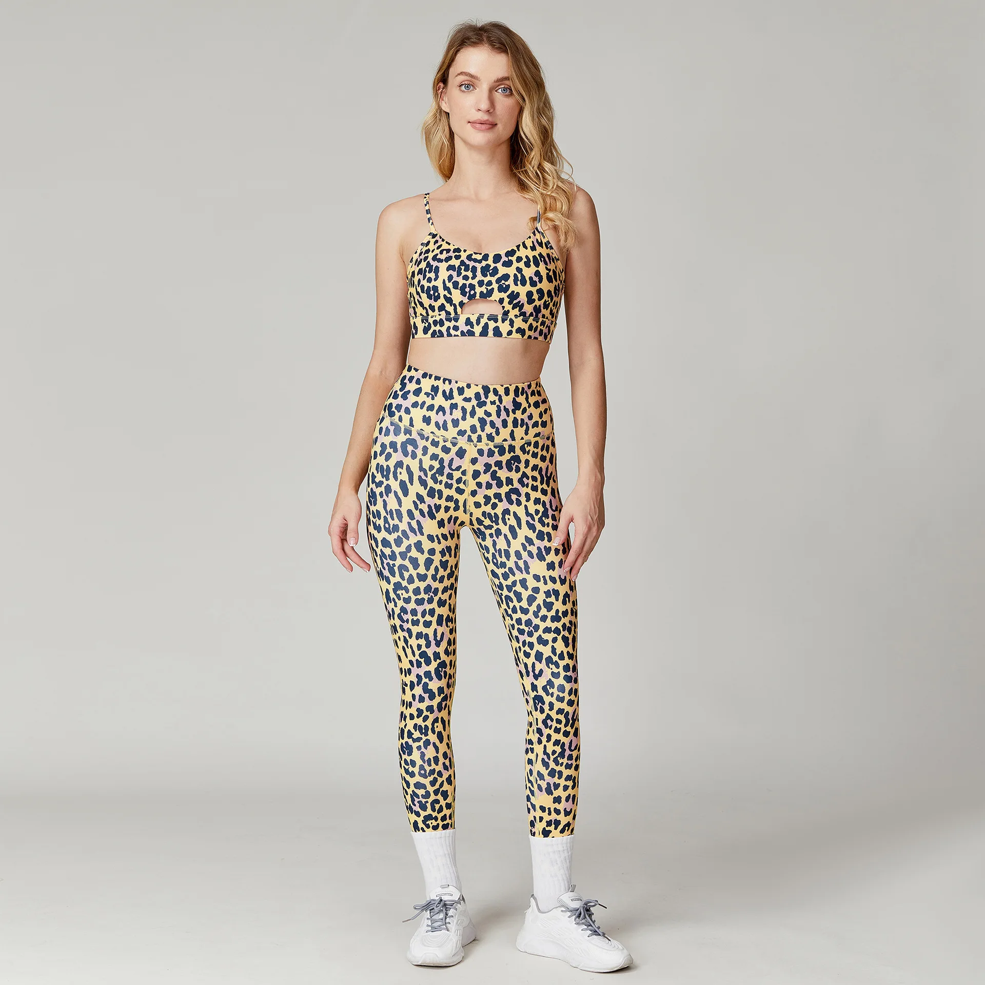 Leopard Print Yoga Set Women Clothing Free Shipping Quick Dry Women's Fitness Pants Sets Woman Outfits Women’s Gym Pants Suit