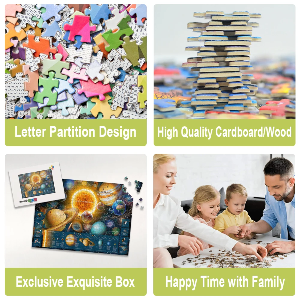 Solar System Planet Cartoon Puzzle Children Montessori Puzzle Education Tangram Game Family Parent Child Puzzle Leisure Toys 3