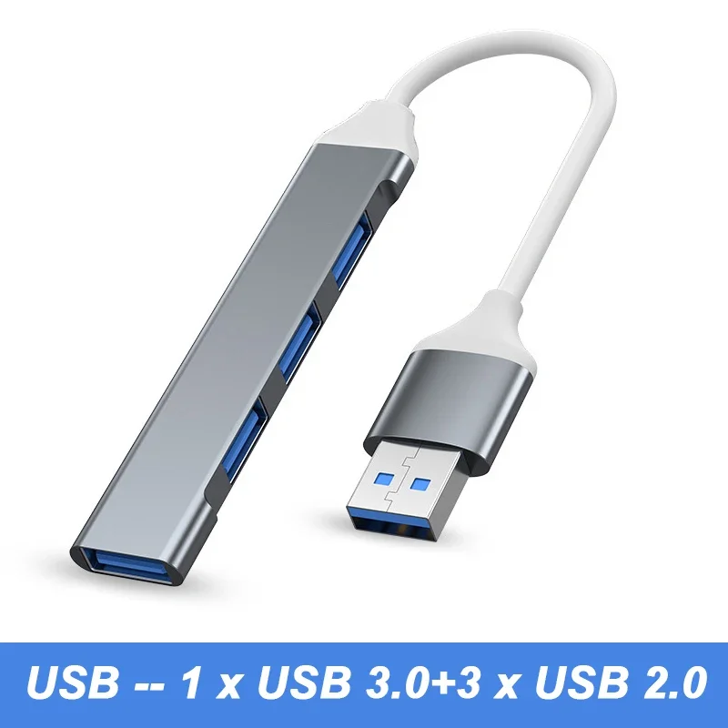 ตัวเลือกสินค้า USB 3.0 4 Port Hub สำหรับ iPhone 15 / Xiaomi / Huawei / MacBook Pro