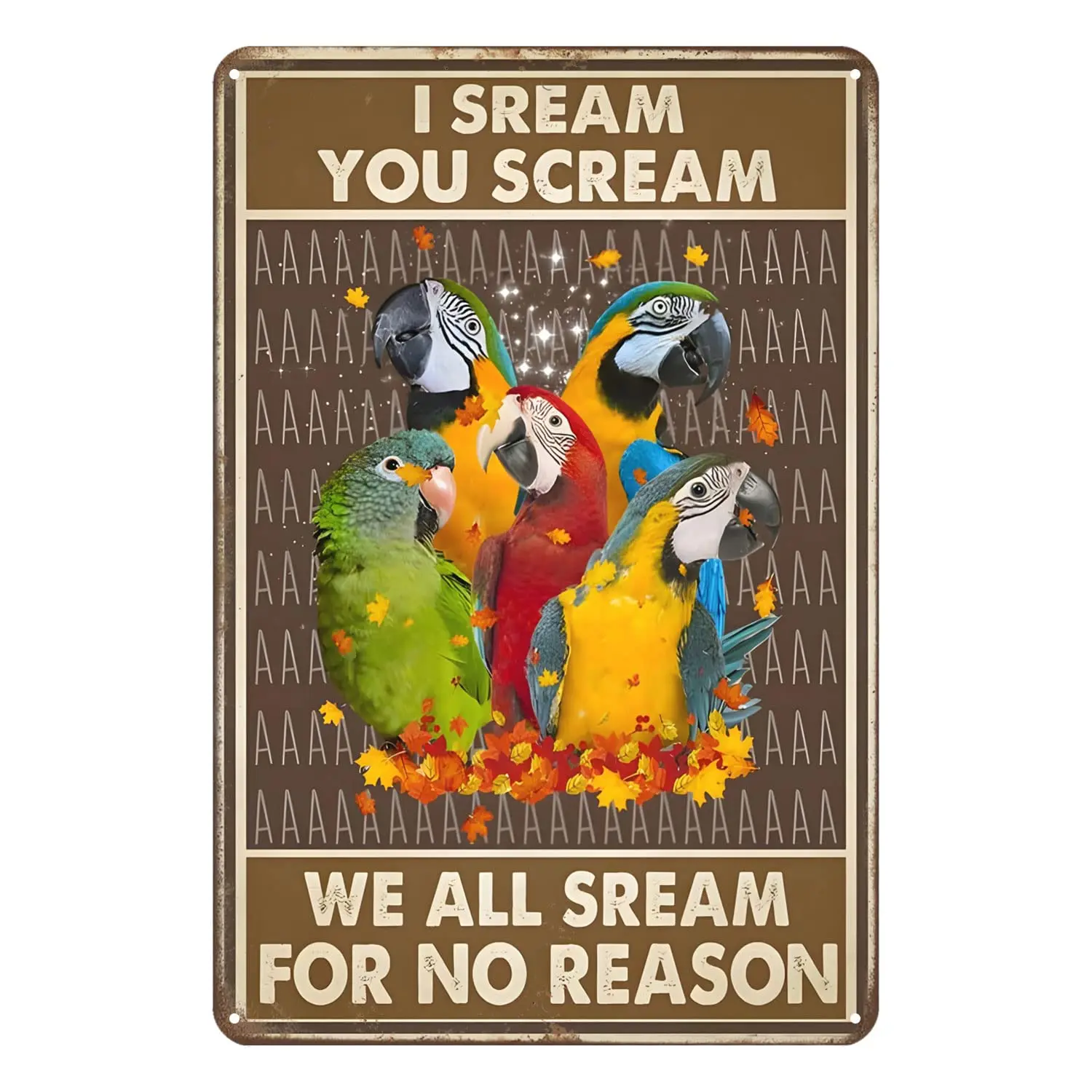 

Tin Signs for Bathroom Funny Metal Sign I Scream You Scream We All Scream for No Reason Parrot Parrot Tin Sign Chic Art Wall Met