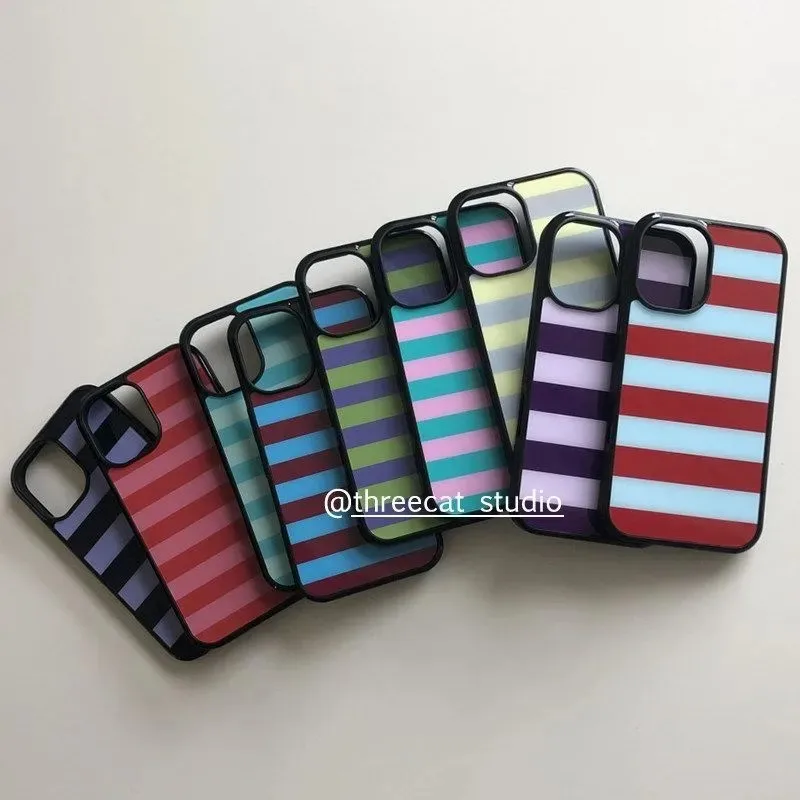 รูปสินค้า เคส iPhone ลายเส้นสีสันสดใส ป้องกันตกกระแทก สไตล์เกาหลี