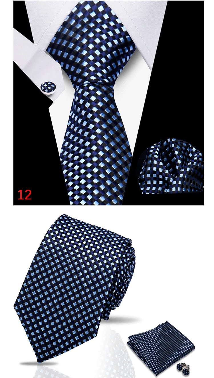HUISHI 3-teiliges blaues Business-Herren-Krawatten-Set, handgefertigt, für Herren, formell, luxuriös, Hochzeit, hochwertiges Gravata-Anzug-Zubehör – Detail 15