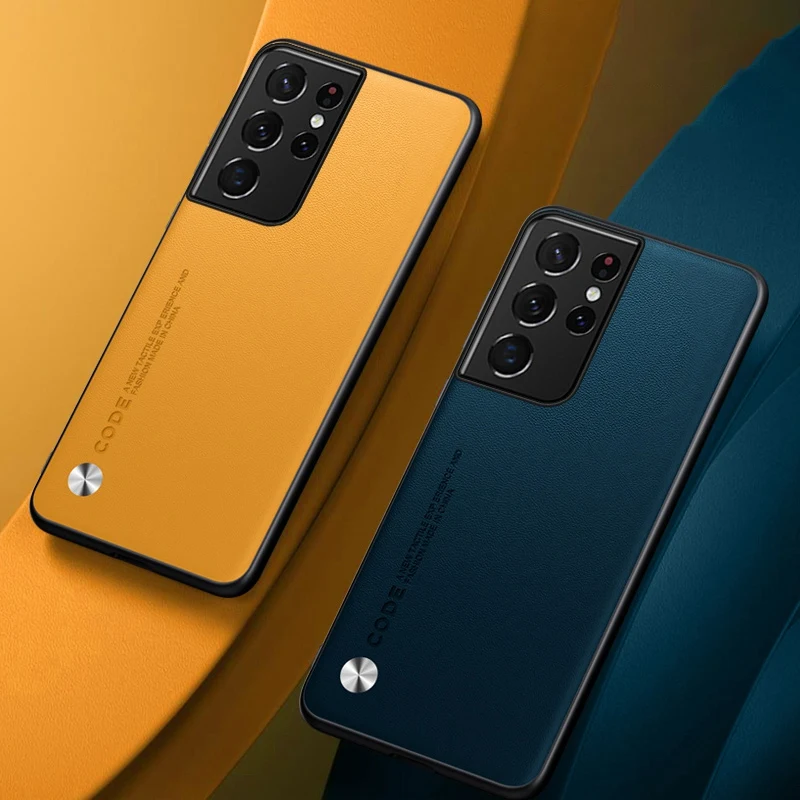 삼성 갤럭시 S21 울트라 5G 뒷면 커버에 대한 고급 PU 가죽 케이스 삼성 S21 울트라에 대한 TPU 실리콘 전체 보호 전화 케이스