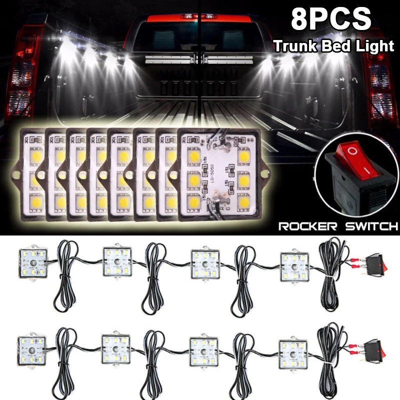 8Pcs Universal Led Pickup Truck Lighting Light Kit Impermeabile Bright Pickup Truck Bed Light Per Toyota Chevy Dodge Pickup Gmc