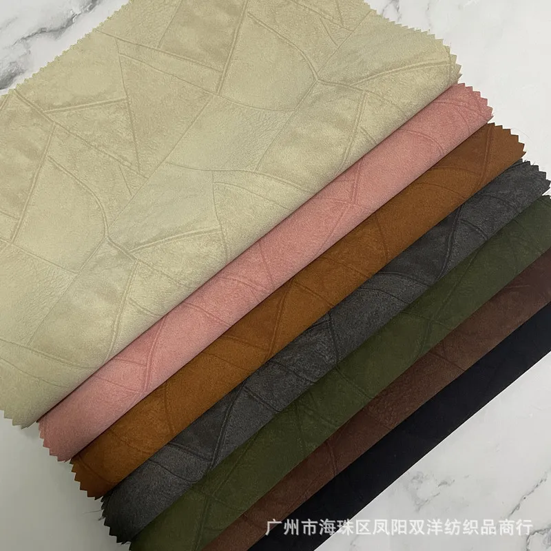 Retro Patchwork Denim PU Leather Children's Clothing Suede Jacket Pants Sofa Decoration Fabric Fashionable Kids' Outfits