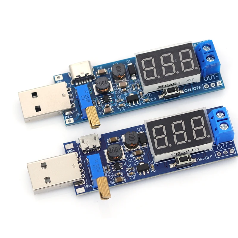 부스트 벅 컨버터 USB 스텝 업/다운 전원 공급 장치 모듈 DC-DC 5V 3.3V/12V 가변 출력 DC1.2V-24V