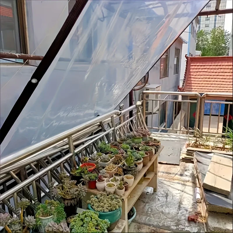 Waterproof Tarpaulin Clear Waterproof Tarpaulin Tarp Cover PE Film With Grommets Garden Balcony Patio Canopy Awnings Winter Plants Greenhouse Tar