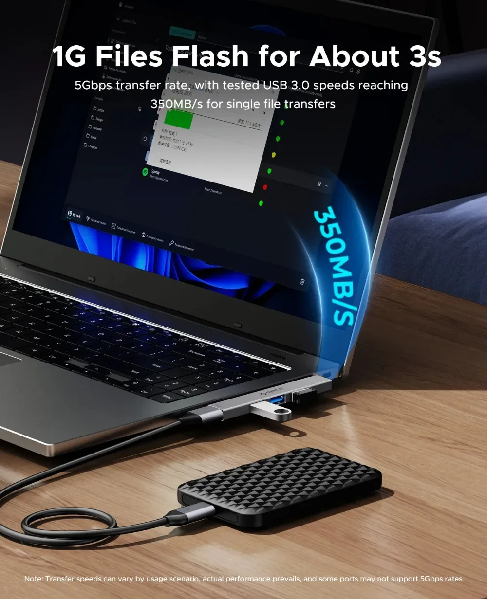 ORICO Aluminum USB HUB Multi Splitter USB 3.0 2.0 4-Port Adapter Expansion Dock OTG Dock for Macbook Pro PC Computer Accessories 2