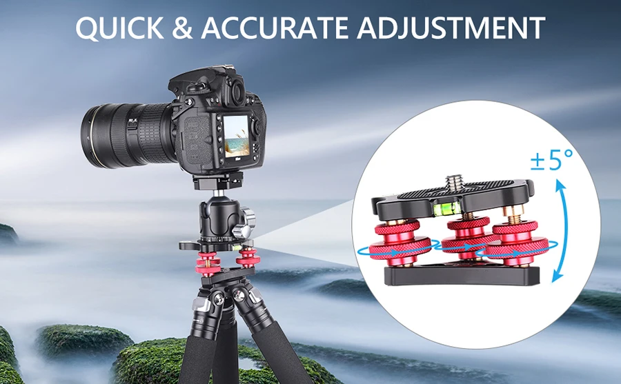 Artcise Aluminium Stativ kopf Nivellierung Basis Kamera Leveler mit/-5 Grad Präzisions einstellung für Makro Panorama Fotografie – Detail 2