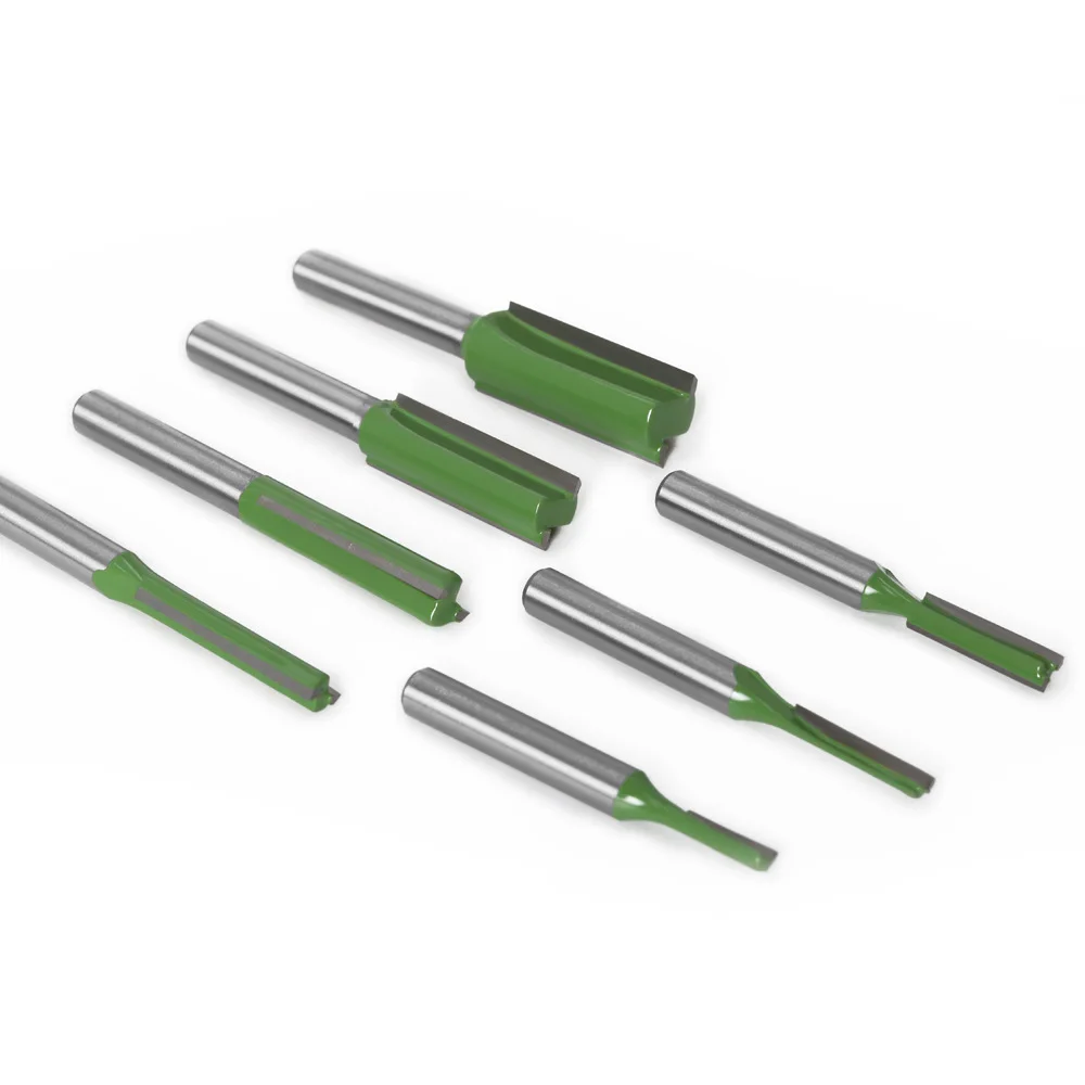 7Pcs 1/4 Inch Shank Single Double Flute Straight Bit Milling Cutter for Wood Router Bit Woodwork Tool