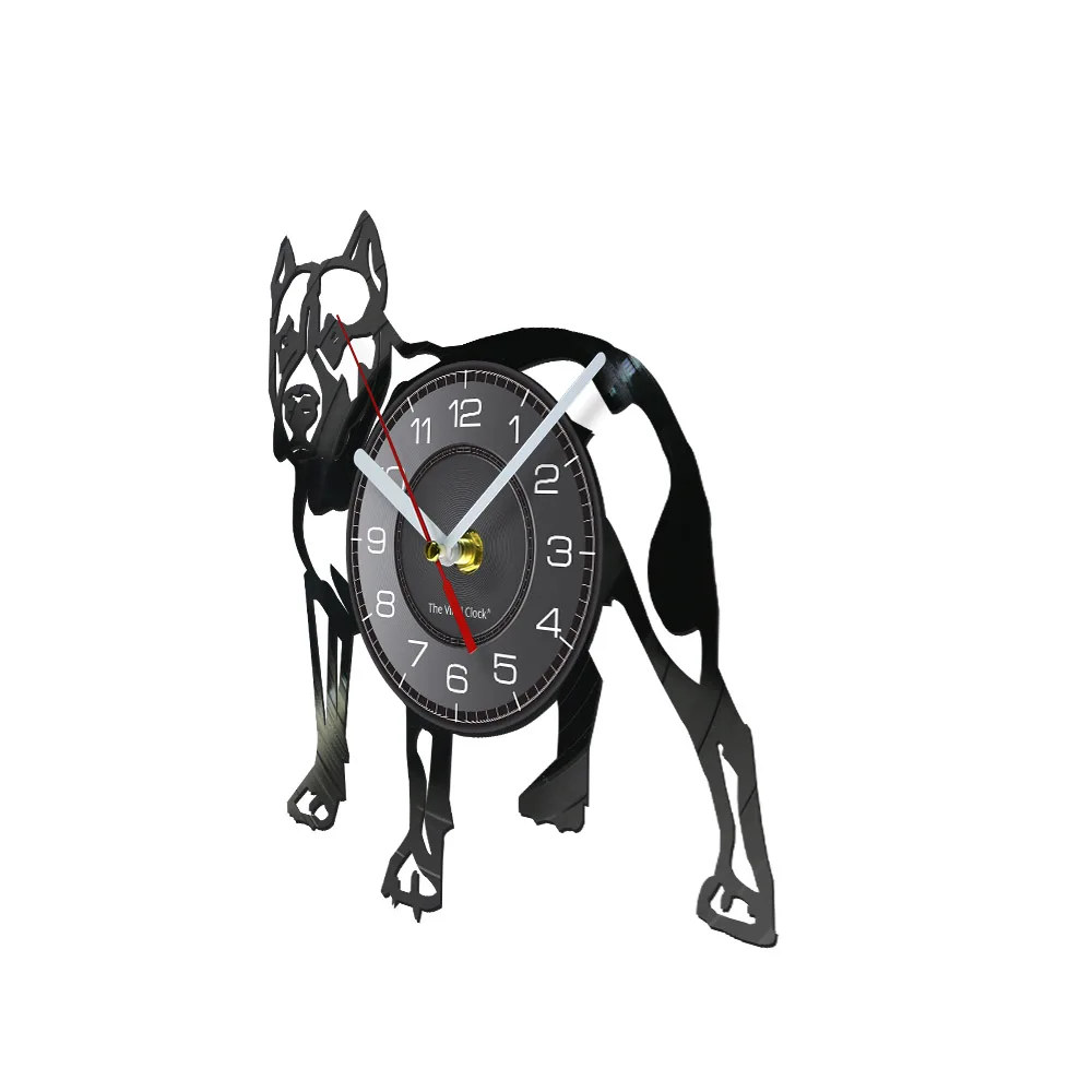 Pitbull Home Wall Decor Decorative Wall Clock Dog Breed Gifts Pitbull Mom Vinyl Record Wall Clock American Bully Mom Retro Clock 2