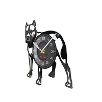 Pitbull Home Wall Decor Decorative Wall Clock Dog Breed Gifts Pitbull Mom Vinyl Record Wall Clock American Bully Mom Retro Clock 2