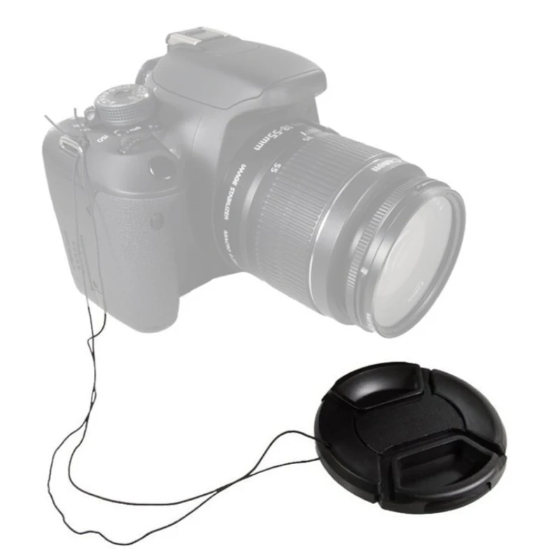 Center Pinch Snap-on Cap Cover 49 52 55 58 62 67 72 77 82 86mm For Canon Nikon Sony Camera Lens