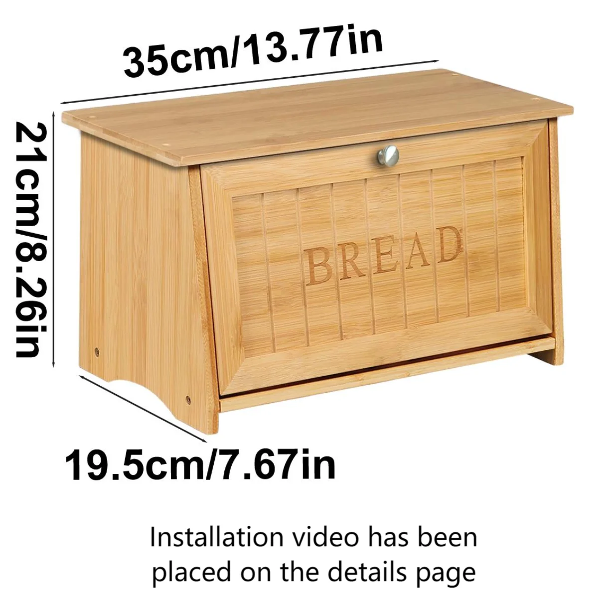 Bamboo Bread Storage Box With Lid,Household Kitchen Counter Large Capacity Food Storage Box,Top Floor Can Hold Sundries 2