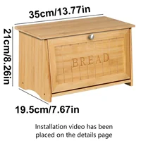 Bamboo Bread Storage Box With Lid,Household Kitchen Counter Large Capacity Food Storage Box,Top Floor Can Hold Sundries 2