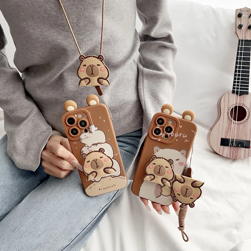 Capybara-Themed Protective Case with Ornaments