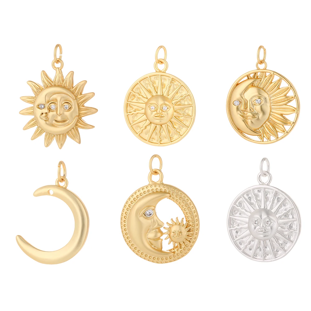 Dijes sol para la fabricación de joyas, abalorios de joyería de diseñador de luna y estrella a granel para pendientes Diy, collar, pulsera de cobre - AliExpress Joyería y