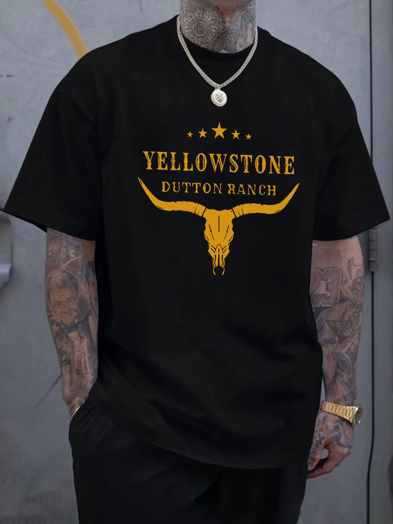 Yellow Stone Dutton Ranch Graphic Men's Casual Cotton T-Shirt