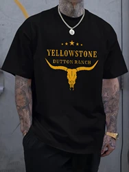 Yellow Stone Dutton Ranch Graphic Men's Casual Cotton T - Shirt - S (Black)