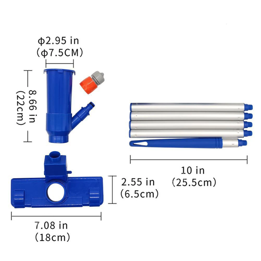 Portable Swimming Pool Vacuum Cleaner Cleaning Tool Disinfect Suction Head Pond Fountain Pool Vacuum Cleaner Brush with Handle