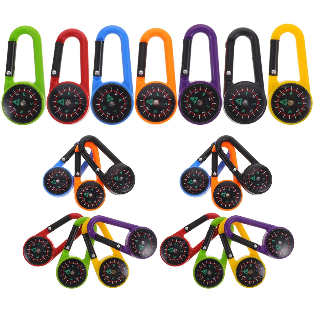 

21 Pcs Compass Creative Carabiner Clip Keychains Bulk Camping Accessories with Hook Small Hiking on Foot Survival