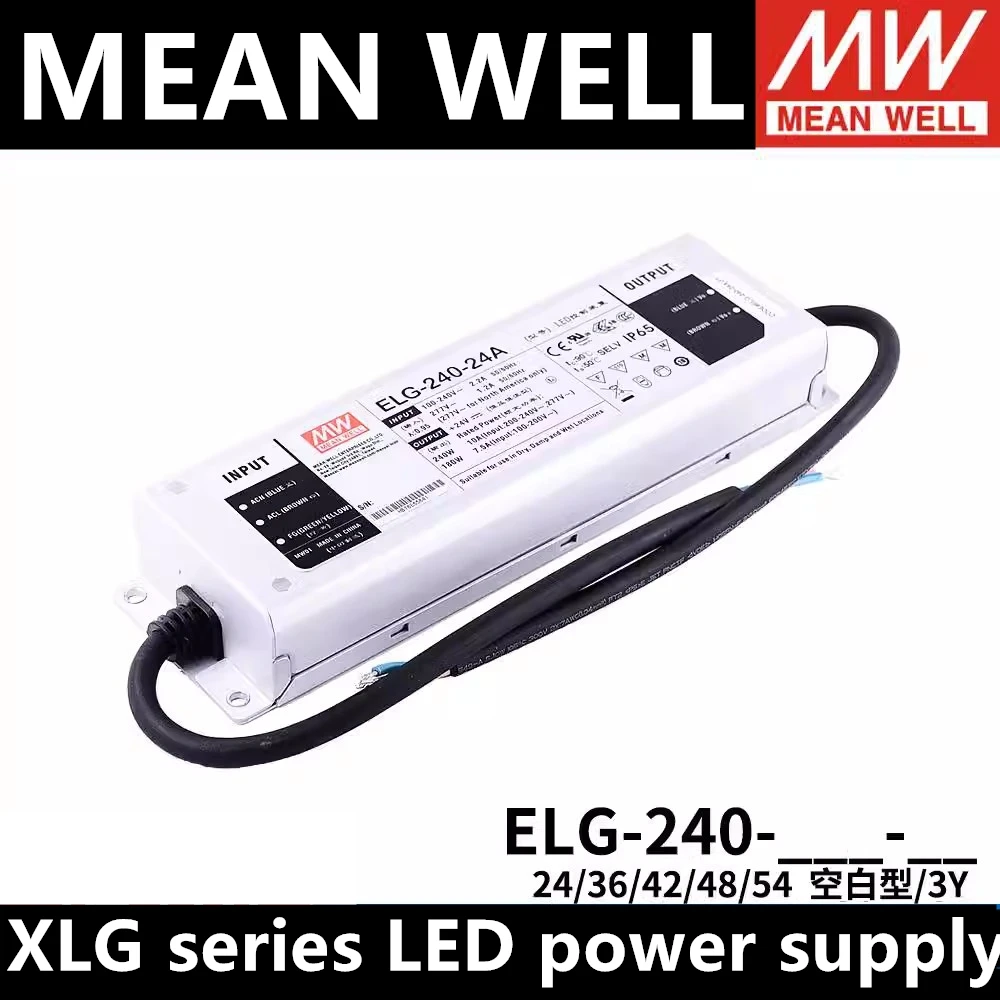 

Taiwan MEAN WELL ELG-240-A/B/AB/DA-3Y 240W Waterproof LED Drive Power 12A/24A/36A/42A/48A/54A Waterproof power supply 240W