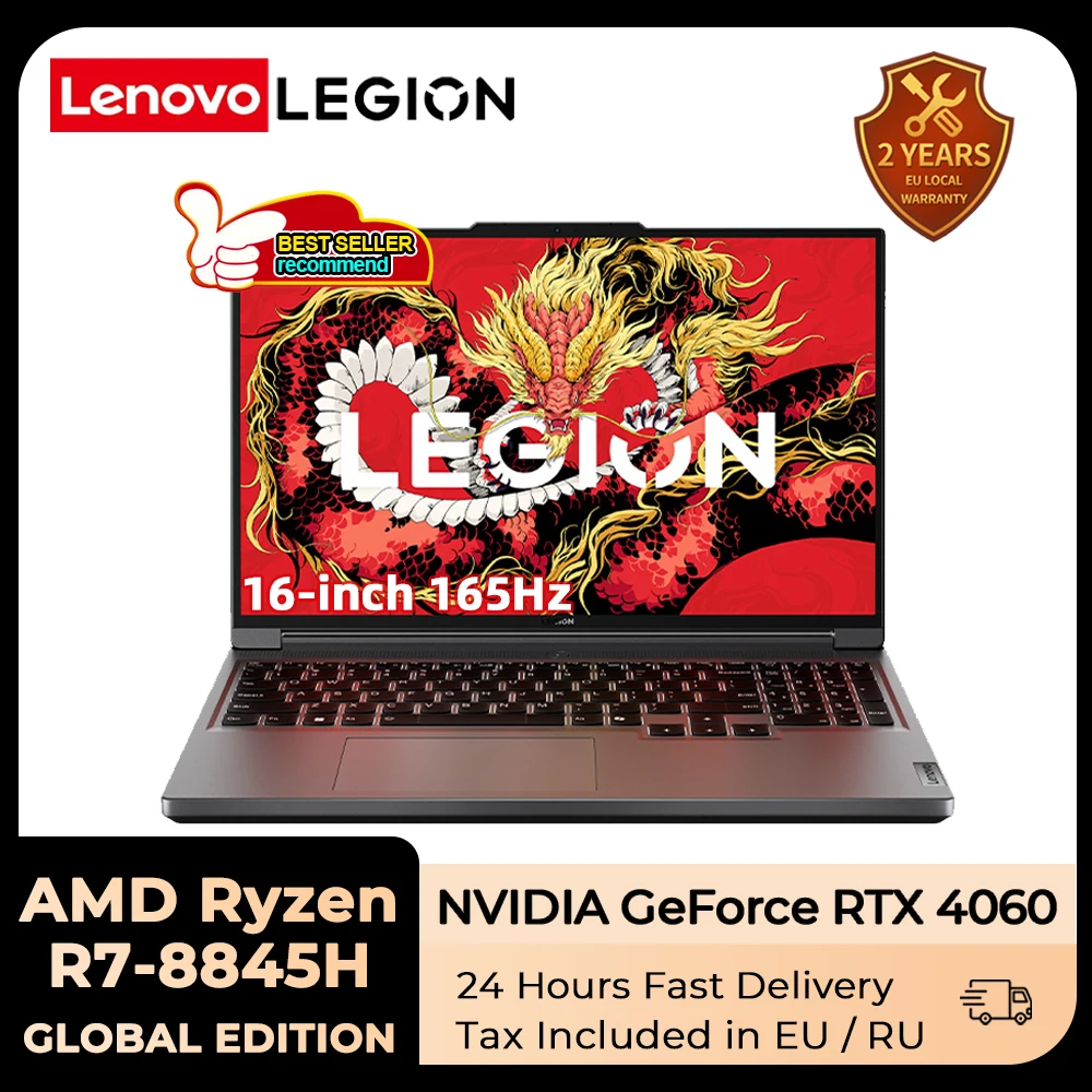Lenovo Legion R7000P Laptop Da Gioco 2024 Amd R7 8845H Nvidia Geforce Rtx 4060 Ram 16Gb 1T Ddr5 16 Pollici 165Hz Schermo Notebook Pc