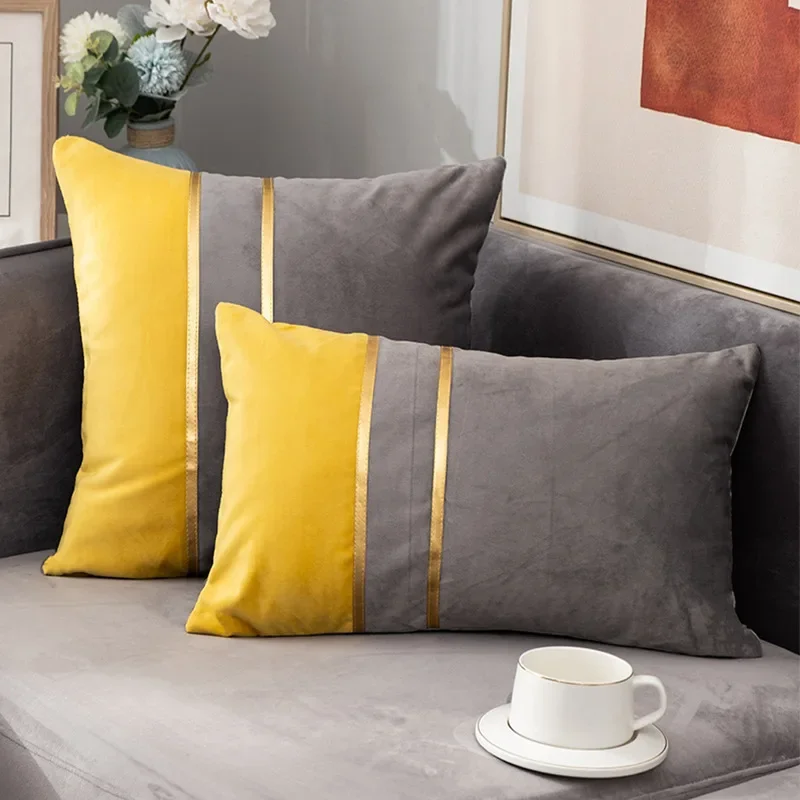 Nordic Velvet Color Block Pillowcase 4