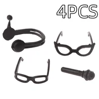 4PCS 1:12 Mini Doll House Headphone Microphone Glasses Decor Collection For Gifts Dollhouse Miniature Accessories Kids Toys 1