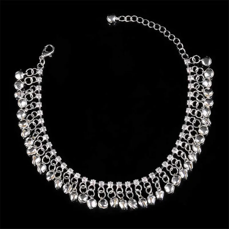Ethnic Tassel Bell Anklets for Women Girl Beach Foot Bracelet India Jewelry Accessories silver anklet bracelet fashion accessories