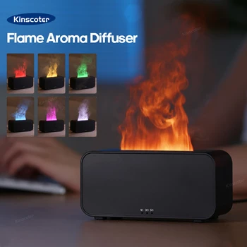 New Mini Aroma Diffuser Air Humidifier Ultrasonic Cool Mist Maker Fogger LED Essential Oil Flame Lamp Difusor 1