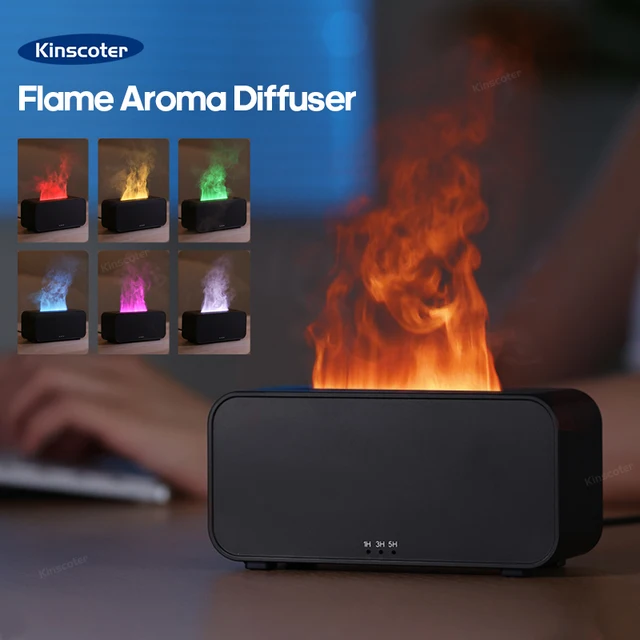 New Mini Aroma Diffuser Air Humidifier Ultrasonic Cool Mist Maker Fogger LED Essential Oil Flame Lamp Difusor 1