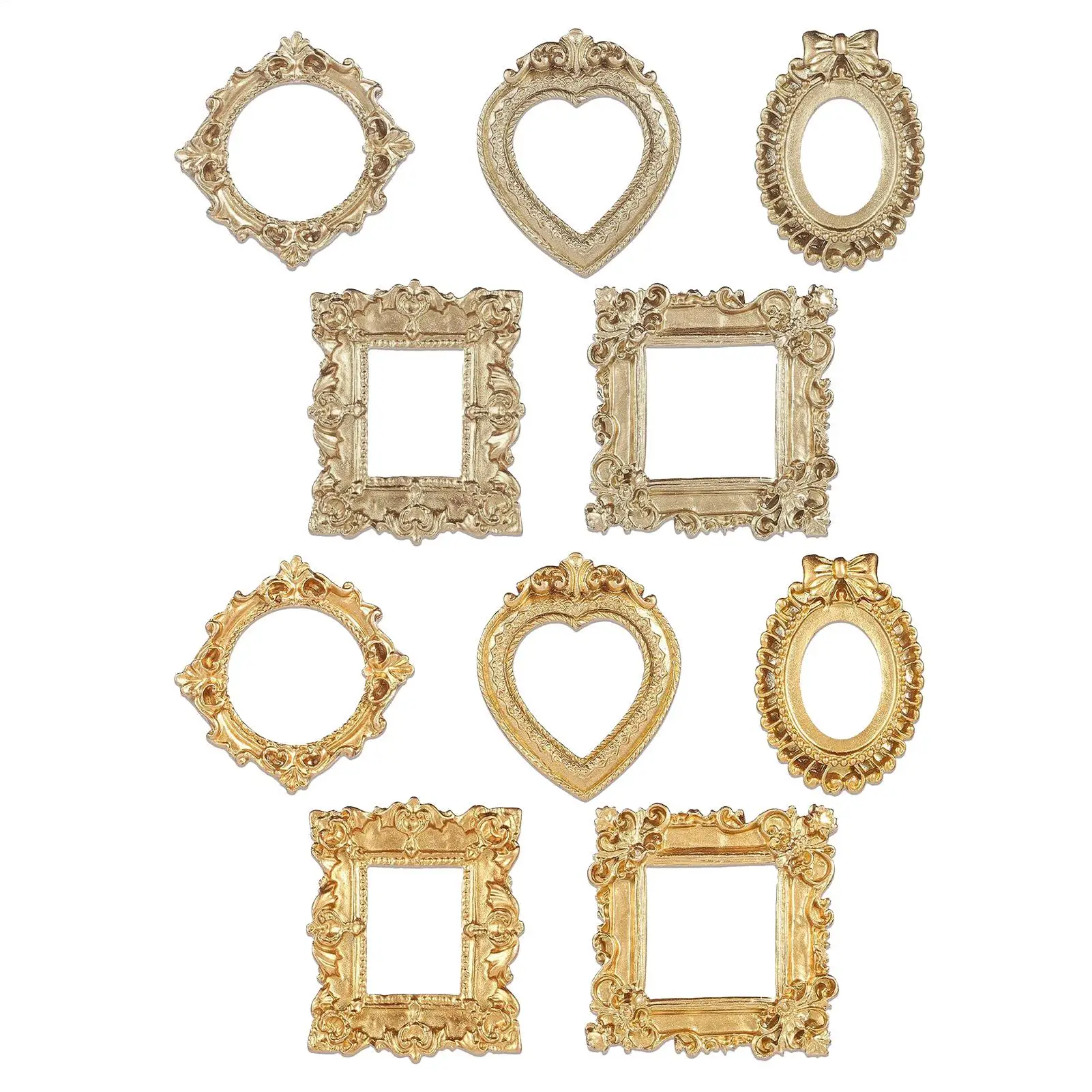 Vintage Gold Miniature Oval Photo Frames Set - Retro Style Home Decor (5 Pieces)