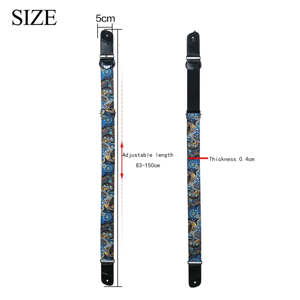 Embroidered Electric Guitar Strap with Plectrum Holder - String Instrument Accessory