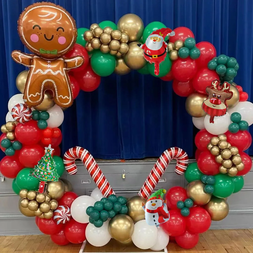 

136 шт. рождественские красные зеленые фотообои набор Рождественский имбирный хлеб леденец тростник фотообои Новогодние рождественские украшения для вечеринки