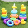 0-3 years old Infant Early Childhood Education Puzzle Development Intelligence Rainbow Tower Circle Stacking Toys Yellow Duck 5