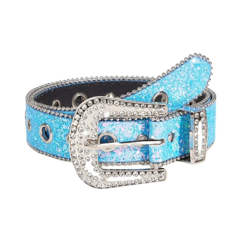 Adult Full Diamond Belt for Dress Adjustable Pin Buckle Waist Belt Shinning Rhinestone Wide Waist Belt Ladies Skirt Belt