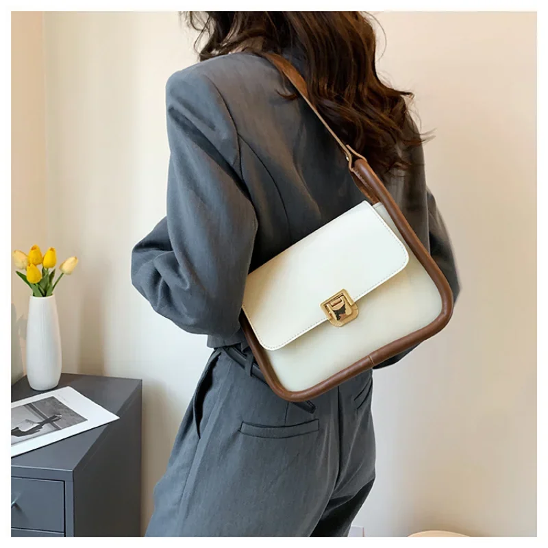 

Сумка на плечо из ПУ кожи, модная однотонная текстурная сумочка на одно плечо, простые вместительные сумки под подмышки из экокожи