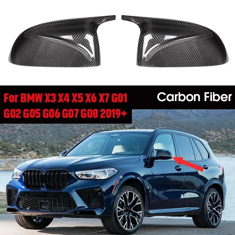 

Real Carbon Fiber Car Side Mirror Cover Replacement RearView Mirror Cover For BMW X3 X4 G01 G02 X5 X6 X7 G05 G06 G07 2019-IN