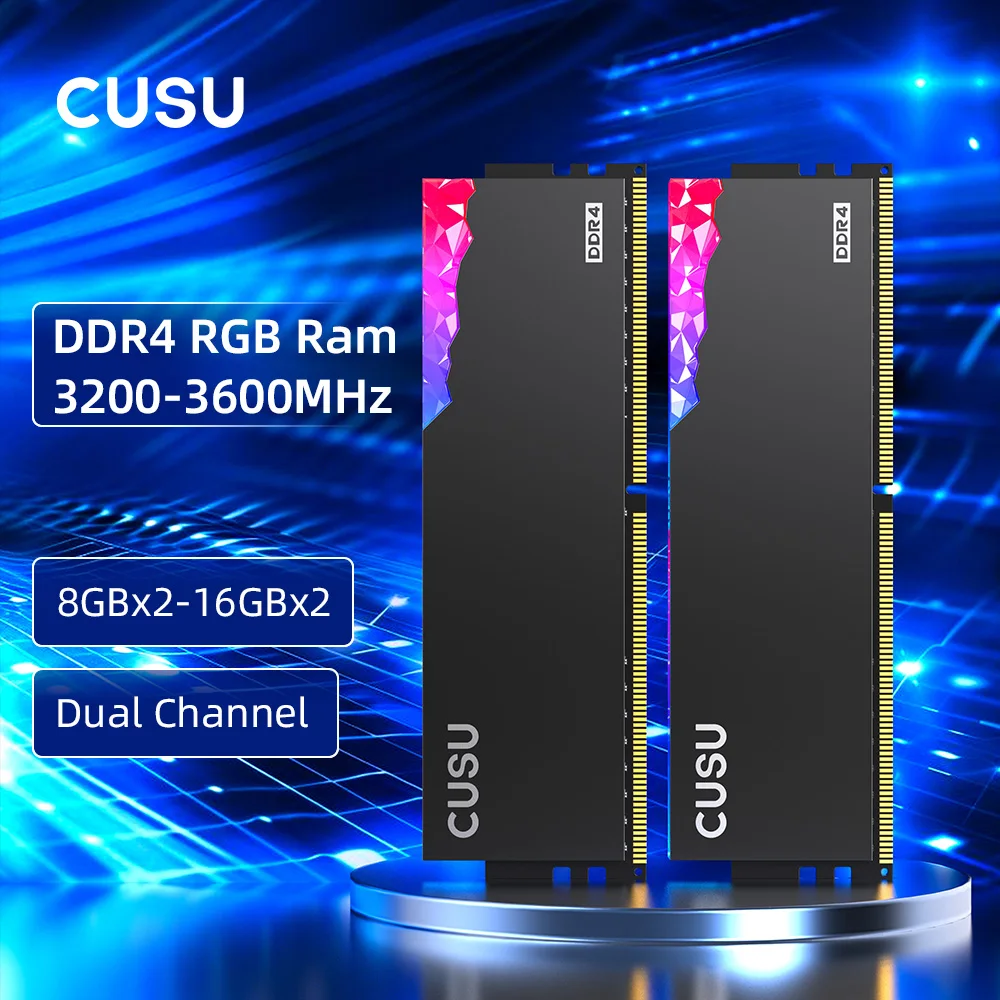 CUSU Memoria Ram DDR4 16gb 3200gb 3600mhz Rgb DDR4 8gb 288pin UDIMM Ram Memory Dual Channel for diy gaming computer
