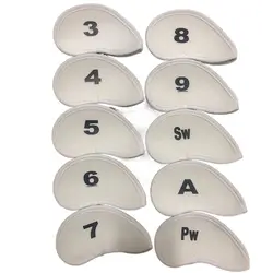 Protective Numbered Golf Iron Headcover - Premium Golf Club Protector (White)