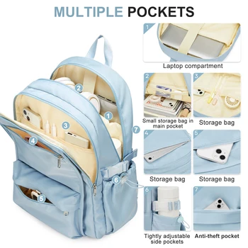 Large Capacity Waterproof College School Bags for Girls Nylon Laptop Bag Women Casual Backpack Travel Daily School Backpacks 1