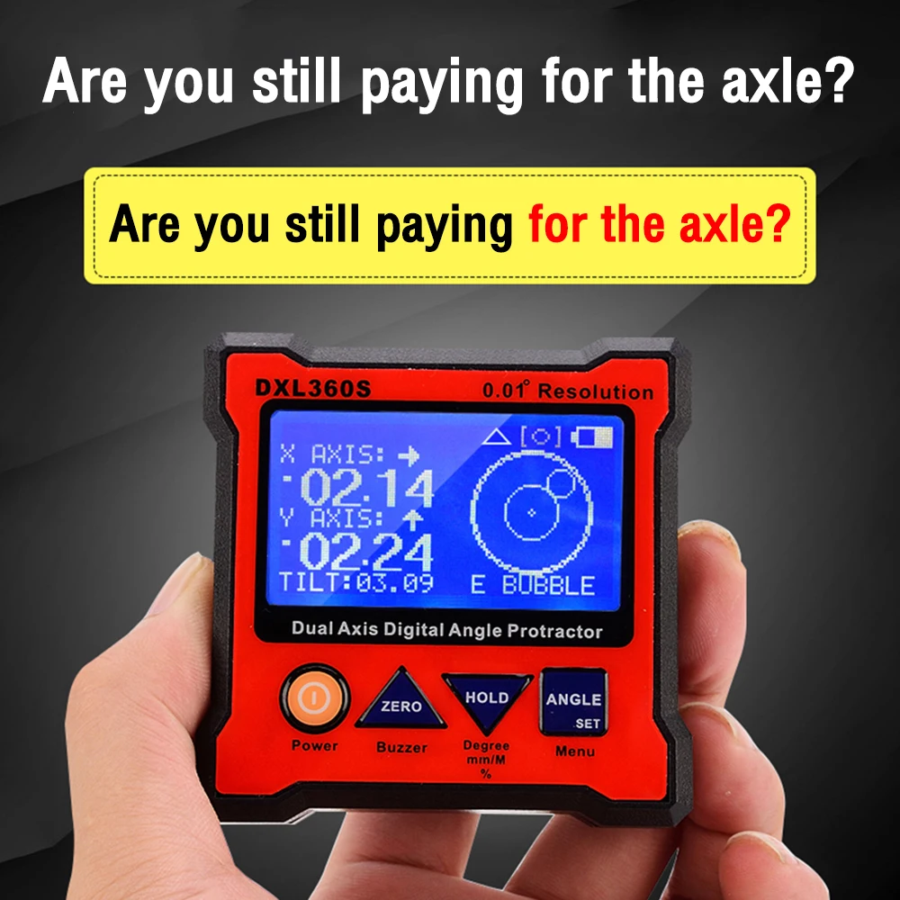 DXL360 DXL360S Dual Axis Angle Protractor Inclinometer Digital Angle Meter Level Gauge Diagnostic Tool with 5 Side Magnetic Base 3
