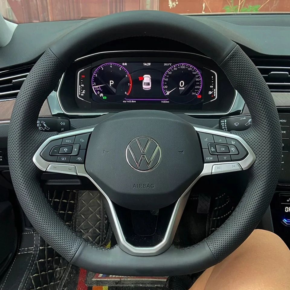 Custom Car Steering Wheel Cover 100% Fit For Volkswagen VW Golf 8 Passat ID.3 Arteon Caddy 2019-2022 Auto Interior Accessories