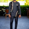 New Men's Tenos Wedding 2-Piece Suit Waist Pants Shirt Solid Color Panel Long Sleeve Party African Ethnic Style Clothing (M-4XL) 6