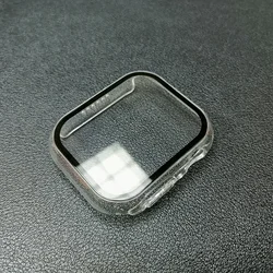 Enhanced Tempered Glass Case for Apple Watch - Screen Protector & Bumper Cover Accessories (Transparent 19)