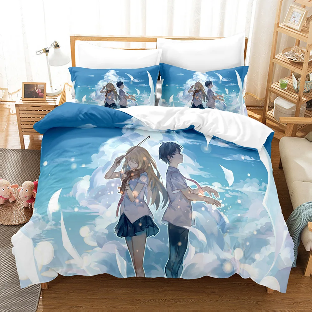 

Your Lie In April Bedding Set Quilt Cover Twin Full Queen King Size With Pillowcases Anime Bed Set Aldult Kid Bedroom Decor Gift